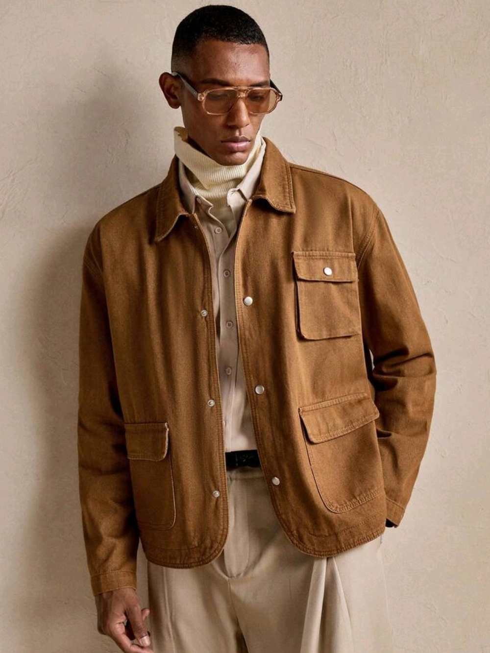 BNWT Men's Brown Lightweight Denim Chore Jacket